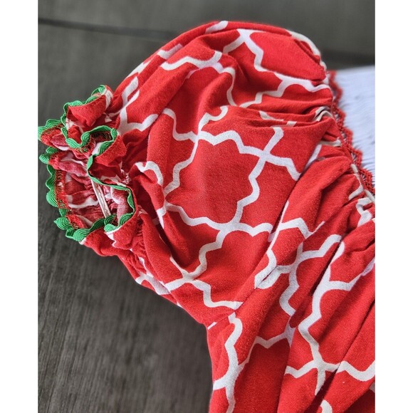 The Smocked Shop Red Embroidered Christmas Tree Dress Girls Size 4 Holiday - Picture 7 of 8